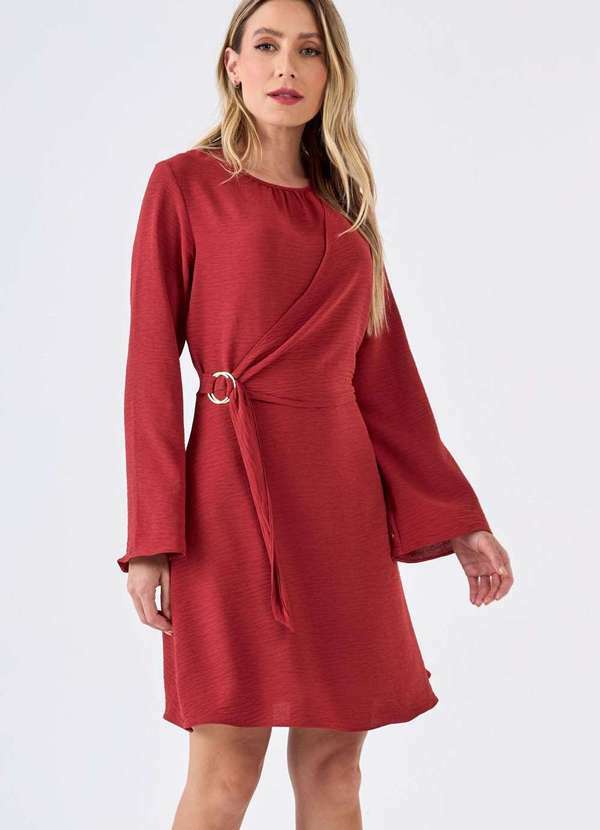 Vestido Curto Pks com Transpasse Lateral Marrom