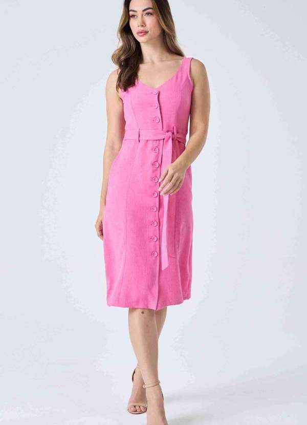 Vestido Midi Pks com Botoes Rosa