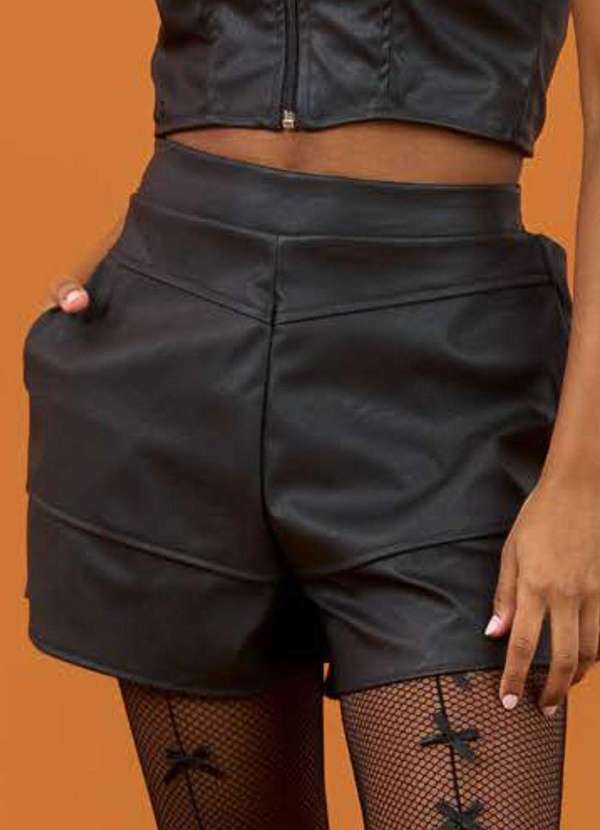 Shorts Collie Preto em Sintético Preto