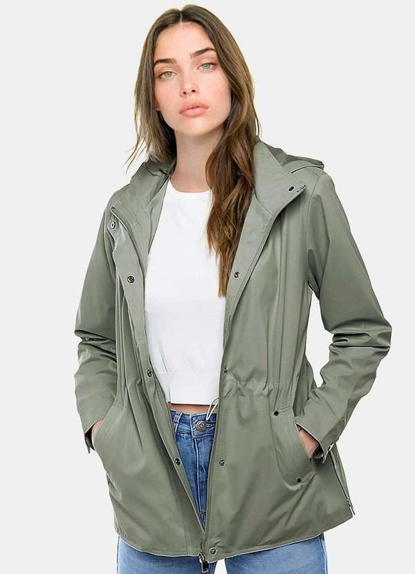 Casaco Parka Verde Militar Forrada com Capuz - Verde