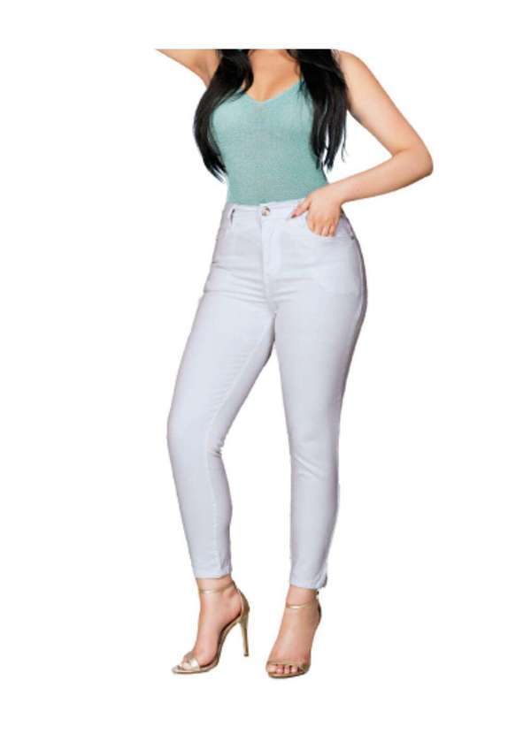 Calça Capri Jeans Lycra Branca - Branco