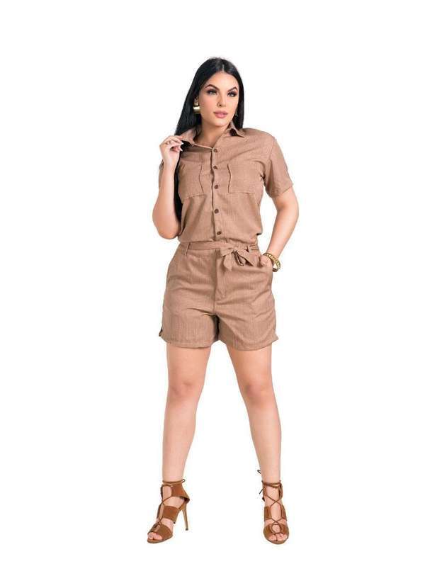 Macaquinho Feminino Sarja Razon Jeans - Marrom