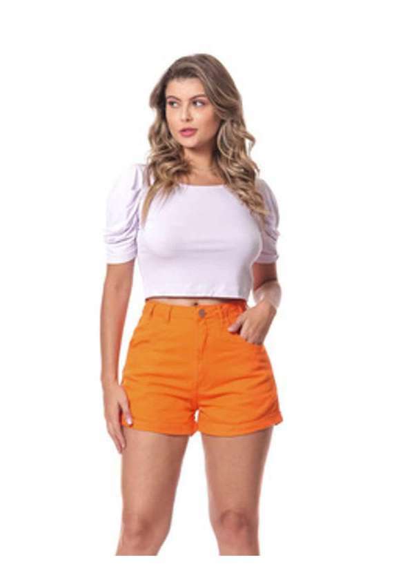 Shorts Femininino Sarja Mom Laranja com Bolso - Laranja