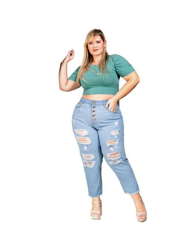 Calça Feminina Jeans Claro Plus Mom Razon Jeans - Jeans