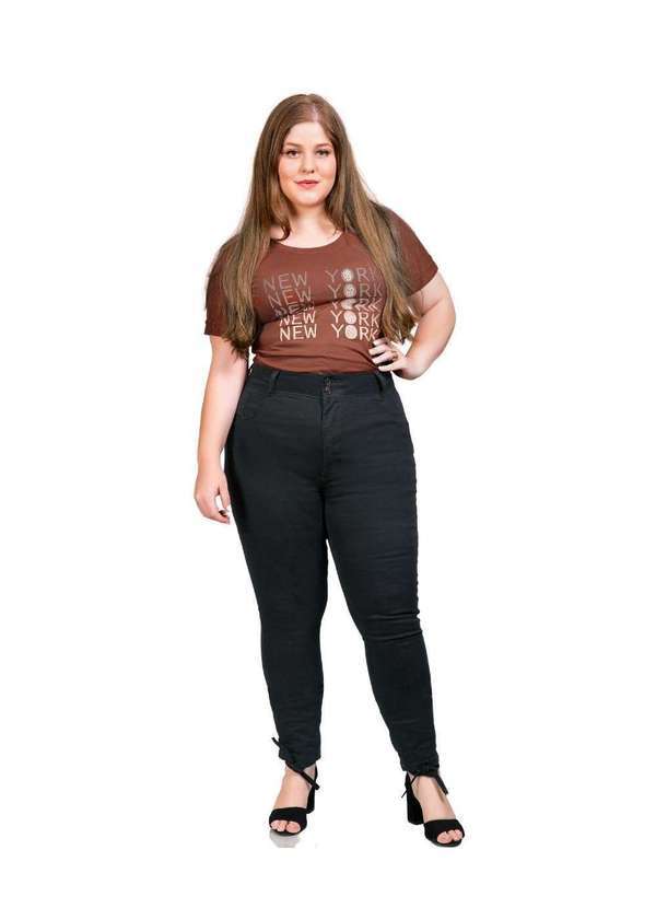 Calça Feminina Sarja Lycra Plus Skinny - Preto