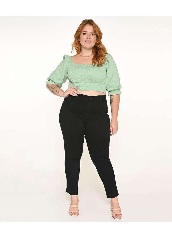Calça Feminina Sarja Plus Skinny - Preto
