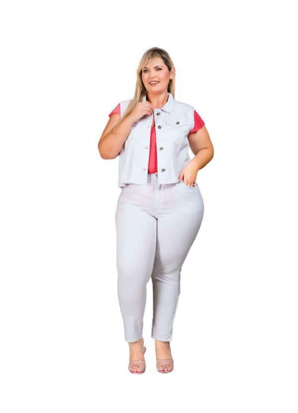 Colete Feminino Sarja Plus Razon Jeans - Branco