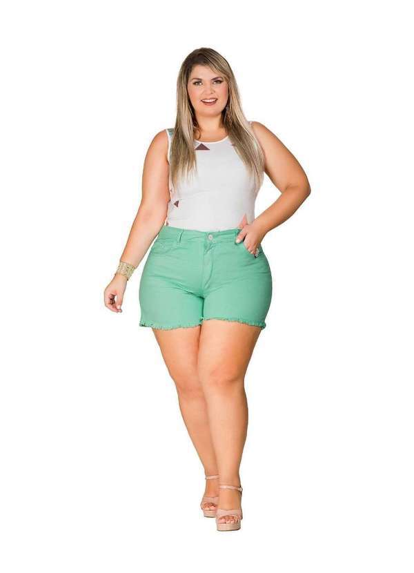 Shorts Feminino Sarja Plus Razon Jeans - Verde