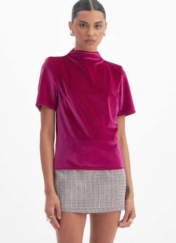 Blusa Manga Curta Gola Alta A0109