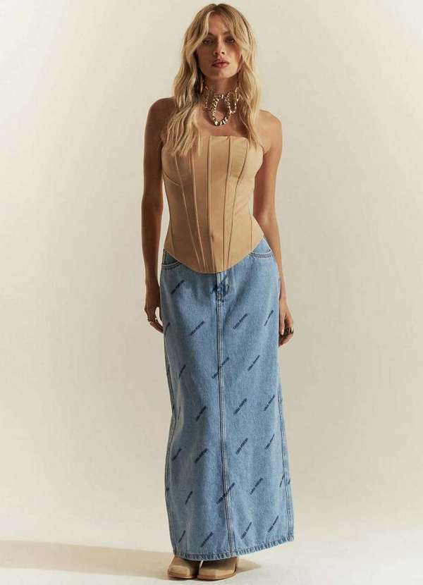 Saia Jeans Super Midi High A0004