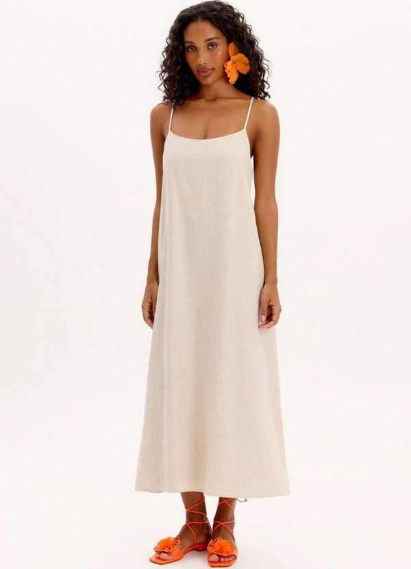Vestido Solto de Alças Finas Super Midi A0001