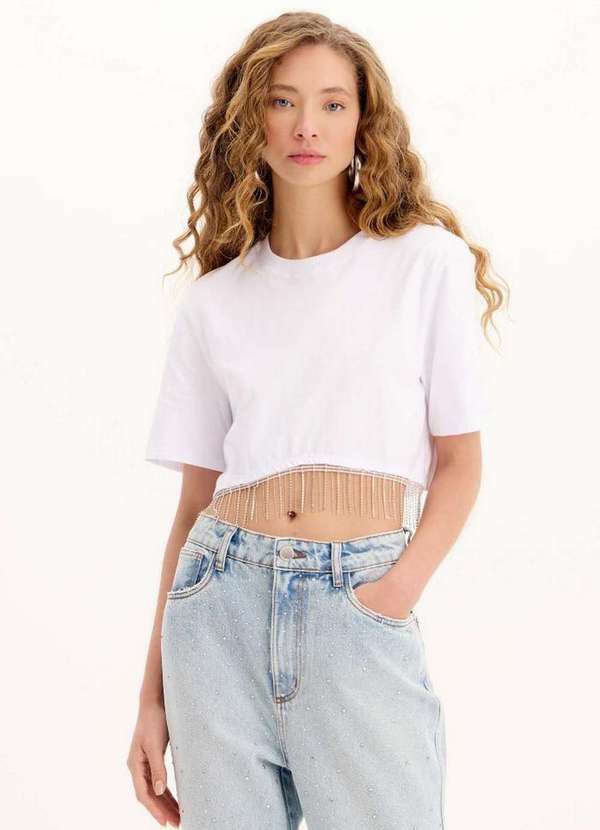 T-Shirt Cropped com Franja A0002