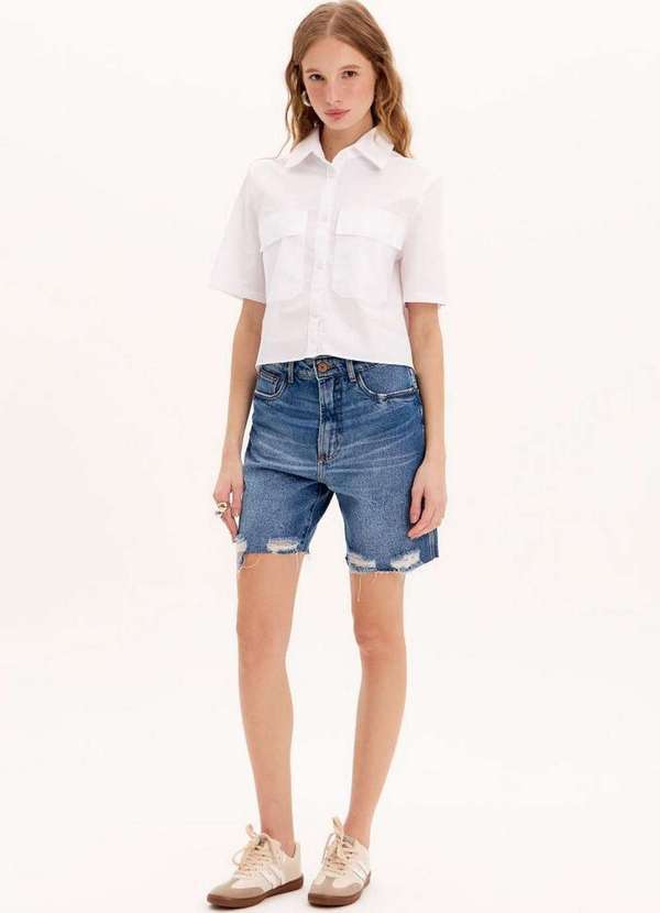 Bermuda Jeans Cintura Alta A0004