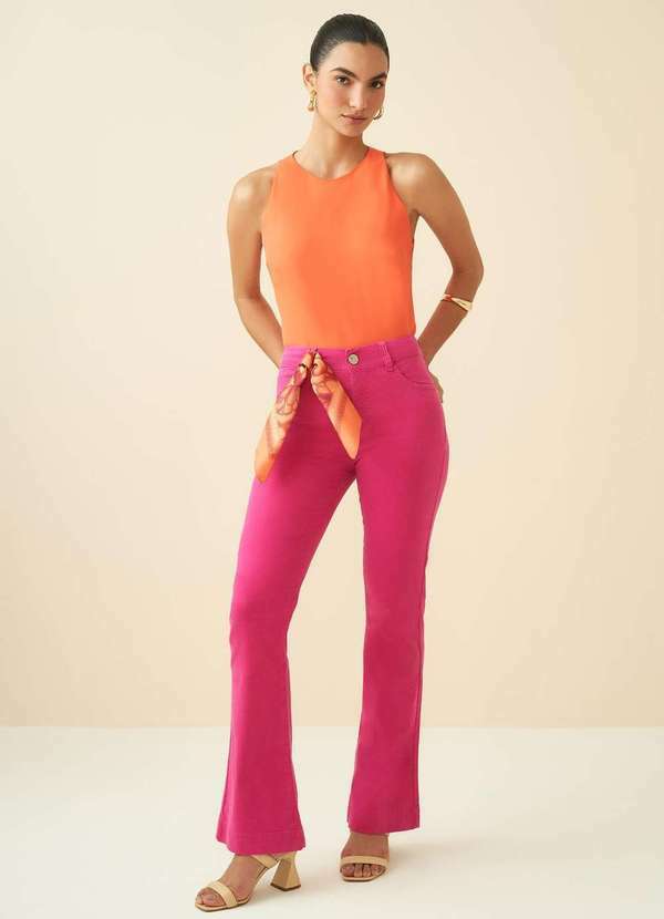 Calça Maria.Valentina Boot Cut M. Valentina Cós Intermediário com Rosa