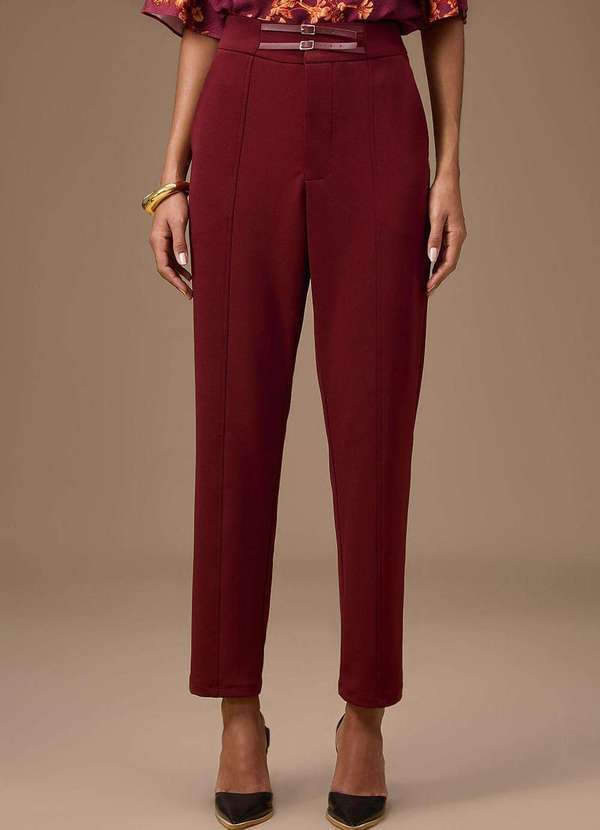 Calça Maria.Valentina Reta Alta Bordo Vermelho