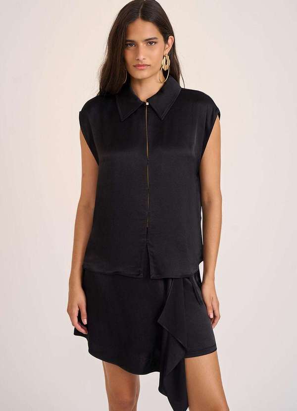 Regata Zinco Gola Detalhe Frente Preto Preto