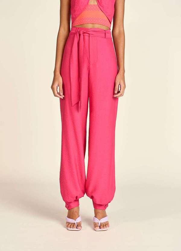 Calça Zinco Jogger Cós Alto com Faixa Pink Rosa
