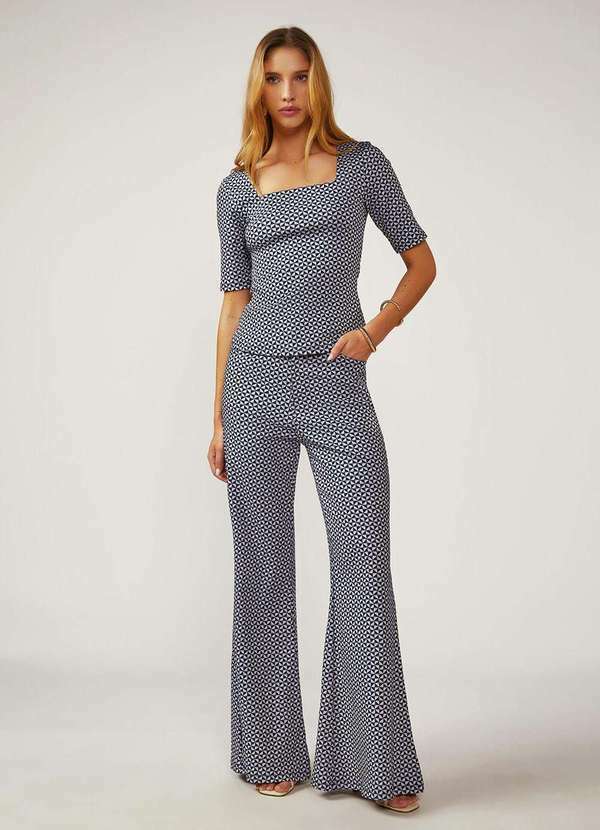 Calça Zinco Pantalona Alta Azul Azul