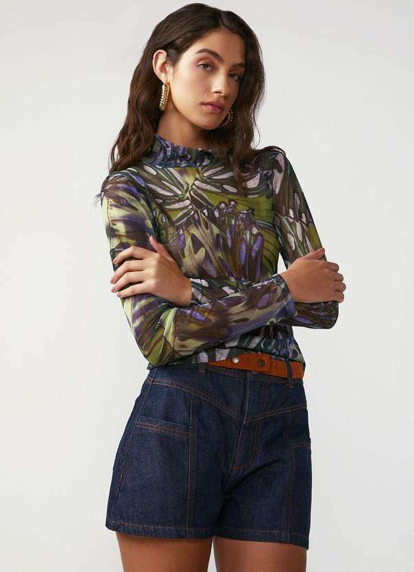 Shorts Zinco Reto Alta Azul Azul