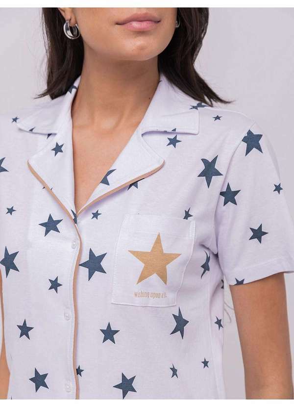 Pijama Americano Manga Curta com Short Branco