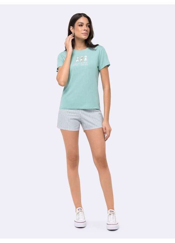 Pijama Manga Curta com Short Verde