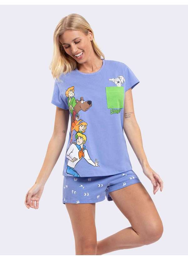 Pijama Manga Curta Scooby-Doo, Where Are You Azul