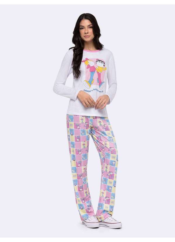 Pijama Manga Longa Turma da Bia Branco