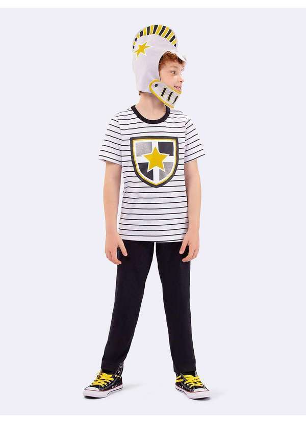Pijama Manga Curta Infantil com Calça Super Herói Medieval Preto