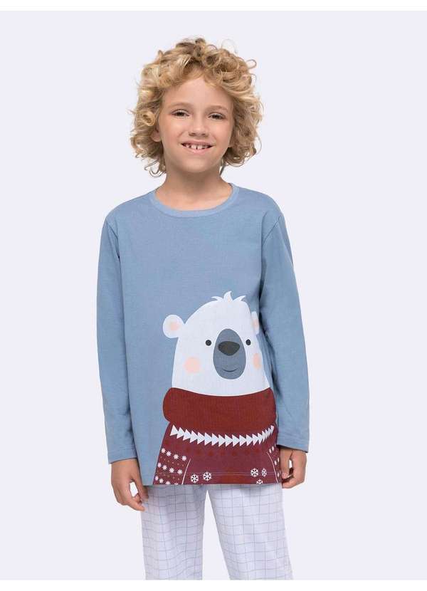 Pijama Manga Longa Infantil Azul