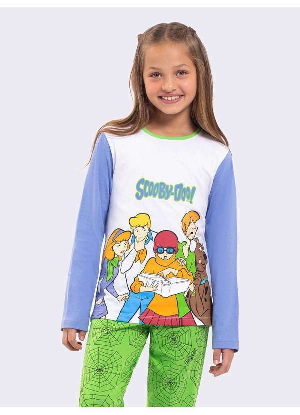 Pijama Manga Longa Infantil Scooby-Doo Spiders Branco