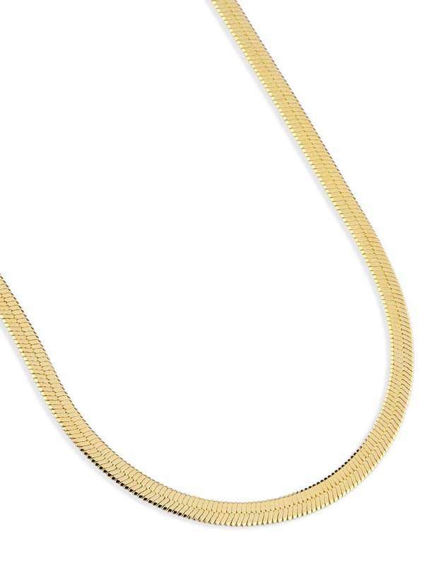 Corrente Semijoia Fita Laminada Alto Brilho 3mm Banhado a Ouro - Dourado