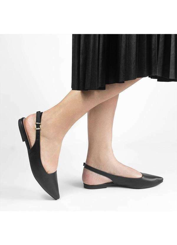 Sapatilha Slingback Bico Fino Elvira Preto