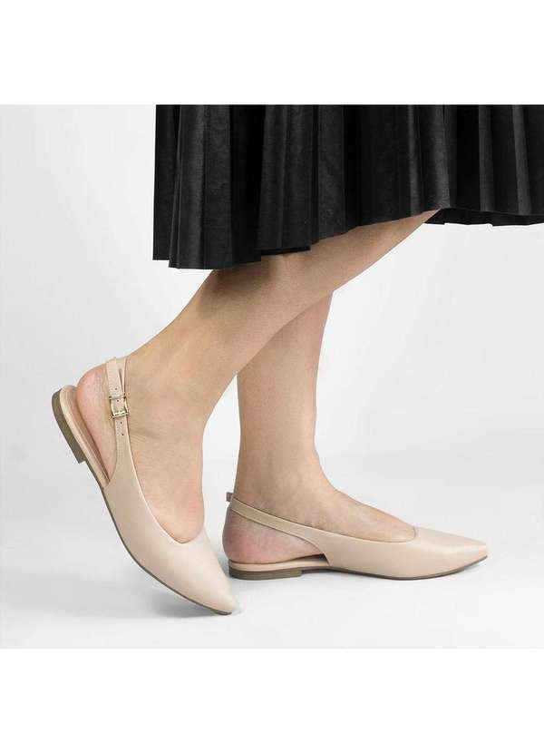 Sapatilha Slingback Bico Fino Elvira Bege
