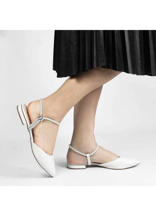 Sapatilha Slingback Bico Fino Emma Branco