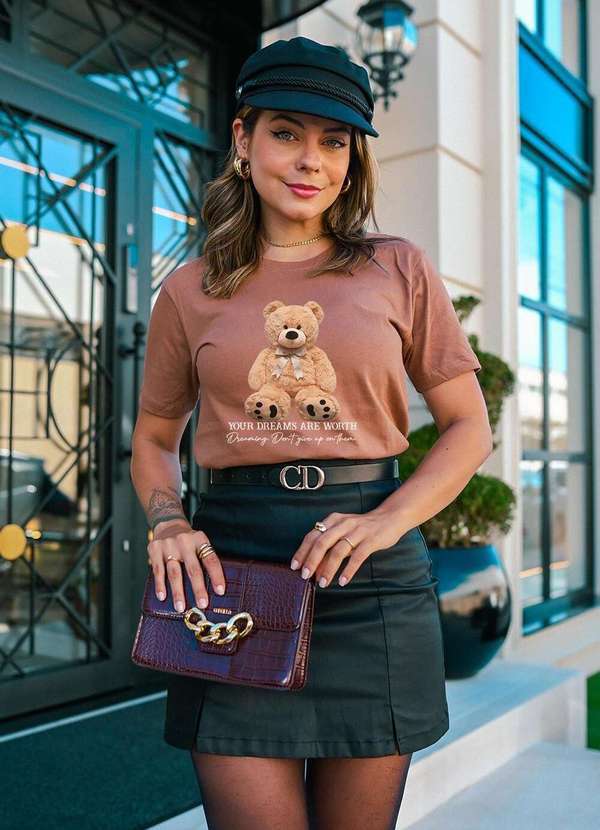 Camiseta Feminina Marrom Claro Urso Your Dreams - Marrom Claro