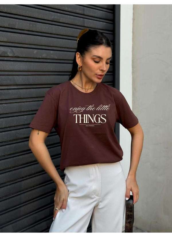 Camiseta Feminina Marrom Escuro Enjoy The Little Things - Marrom Escuro