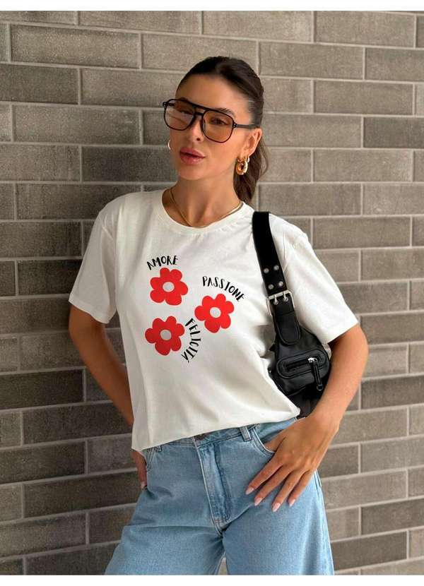 Camiseta Feminina Off Amore Passione Felicitá - Off
