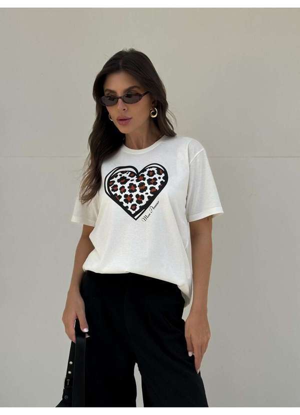 Camiseta Feminina Off Coração Animal Print - Off