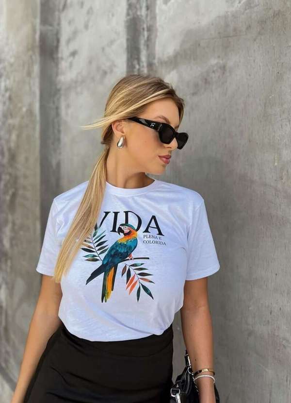 Camiseta Feminina Branca Arara - Branco