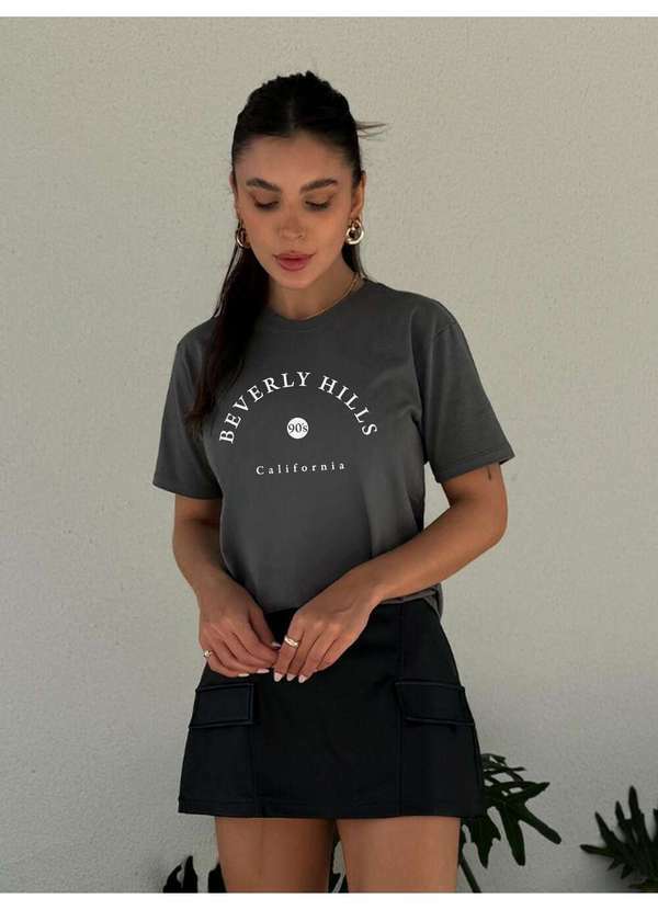Camiseta Feminina Chumbo Beverly Hills - Chumbo
