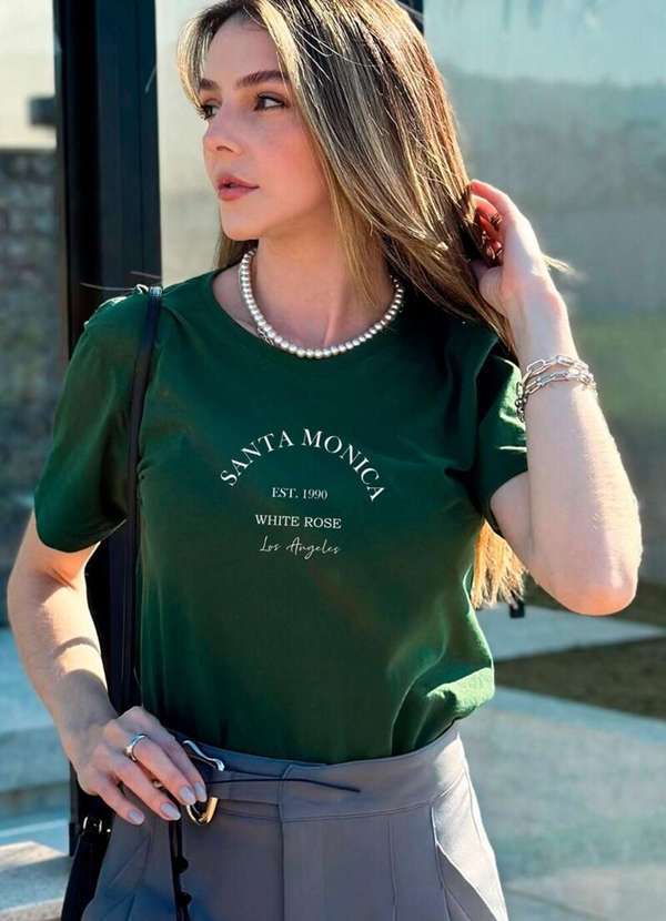 Camiseta Feminina Verde Escuro Santa Monica - Verde