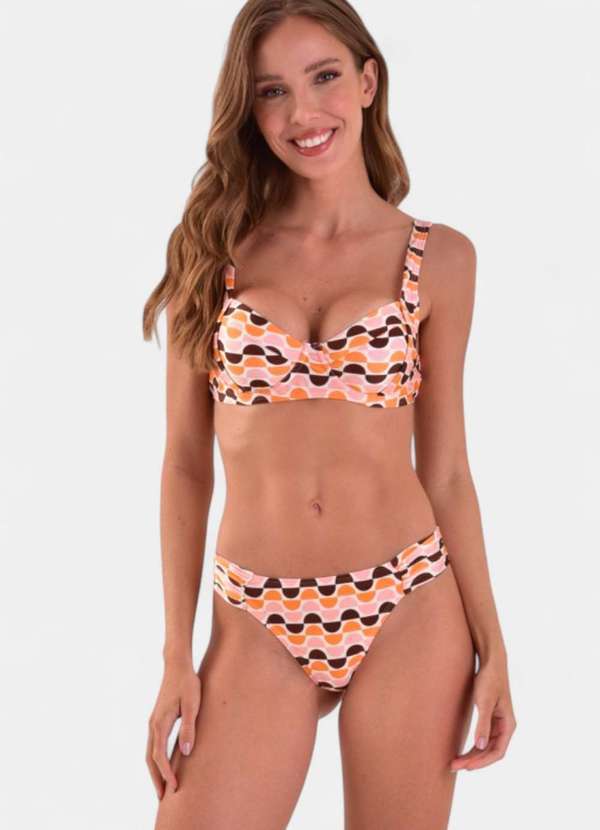 Biquini Areia Branca Baly Frente Unica Wave Rosa