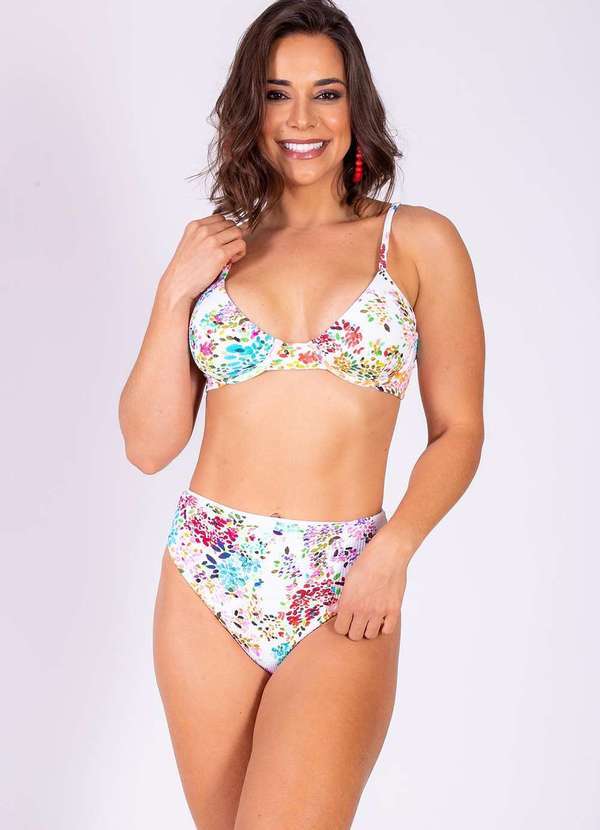 Biquini Areia Branca Bio Lanai Hot Pant Floral Branco