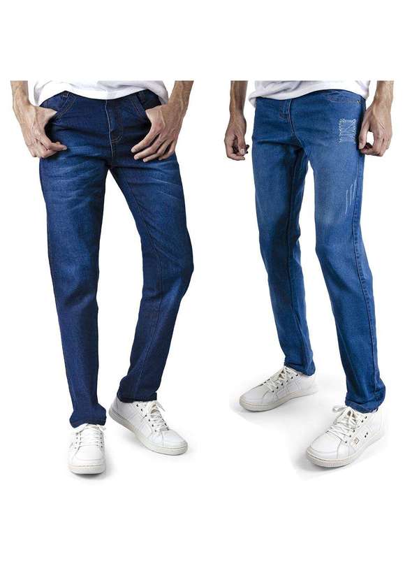 Kit 2 Calça Jeans Masculino Skinny Azul Clara e Az