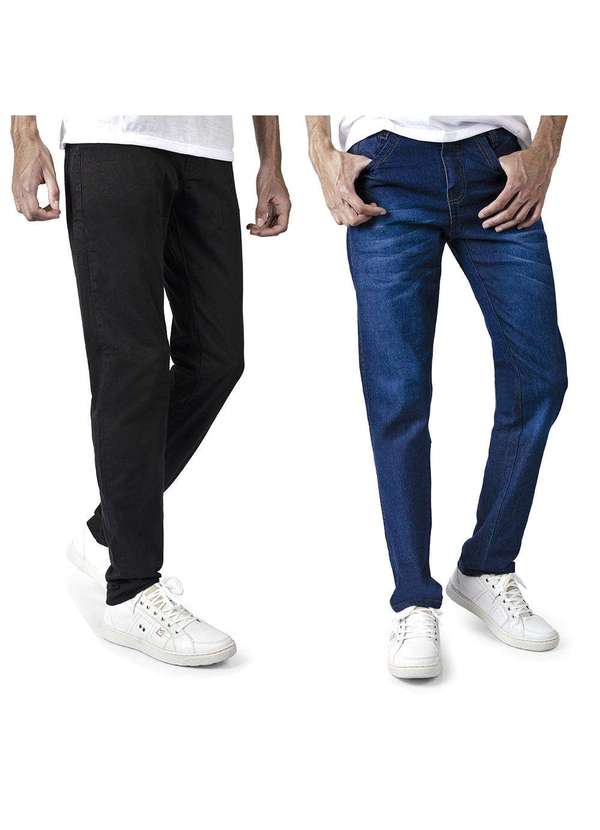 Kit 2 Calça Jeans Masculino Skinny Preta e Azul Es