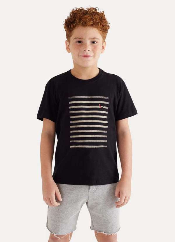 Reserva Mini - Camiseta mini pf estampada faixa preto