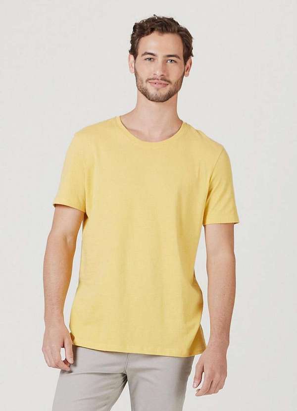 Camiseta Básica Mangas Curtas World Amarelo-Claro