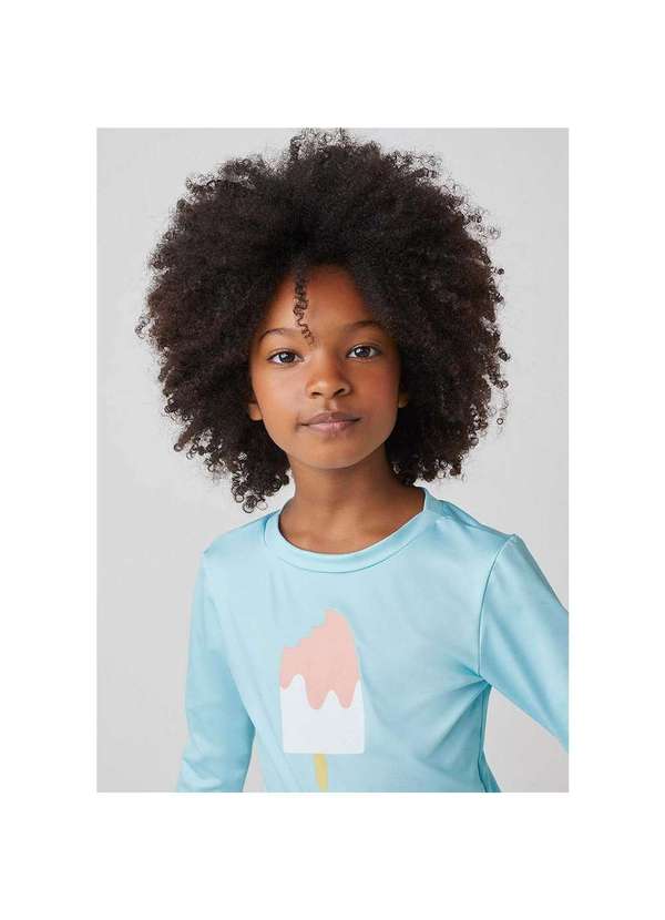 Camiseta Infantil Menina Proteção Solar Uv Azul