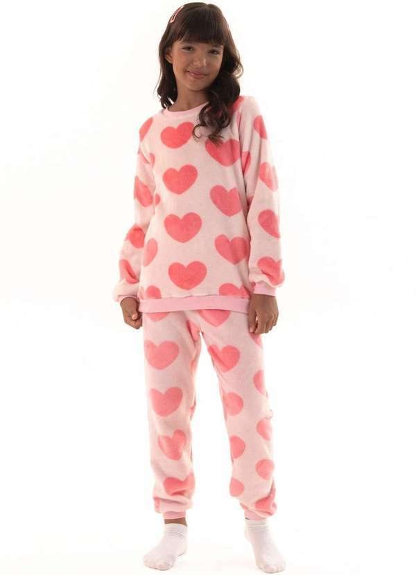 Pijama Infantil em Fleece Feminino - Paixão Profunda