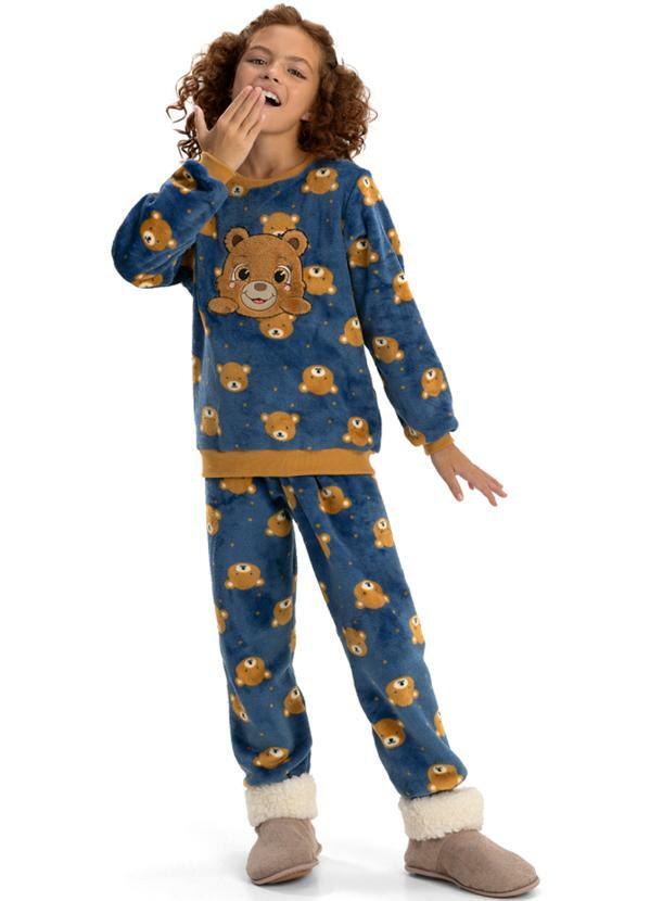 Pijama Infantil em Fleece Feminino - Teddy Marinho